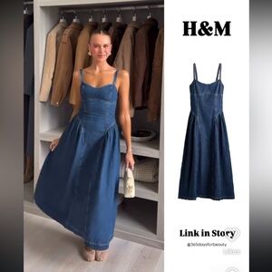 New h&m flared skirt denim dress